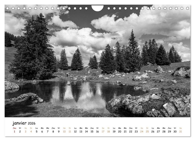 Produktbild: Terres de contraste &ndash; Une ann&eacute;e en monochrome (Calendrier mural 2026 DIN A4 vertical), CALVENDO calendrier mensuel