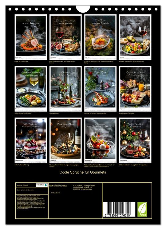 Produktbild: Coole Spr&uuml;che f&uuml;r Gourmets (Wandkalender 2026 DIN A4 hoch), CALVENDO Monatskalender