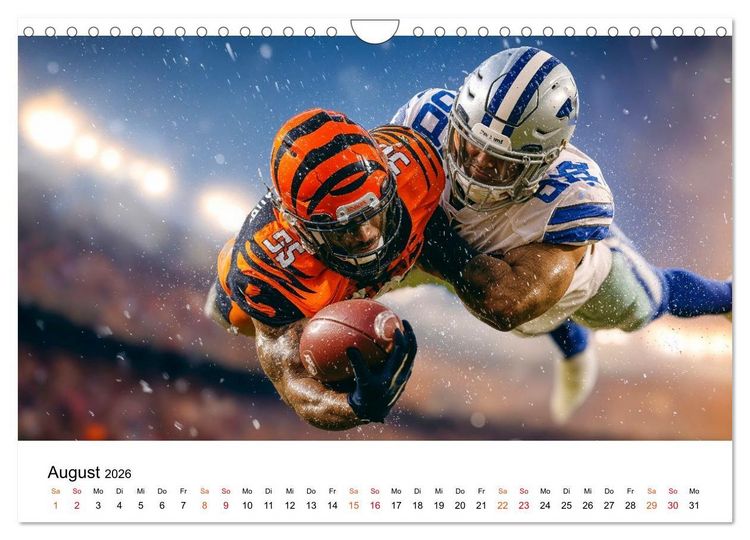 Produktbild: American Football - Touchdown durchs Jahr (Wandkalender 2026 DIN A4 quer), CALVENDO Monatskalender