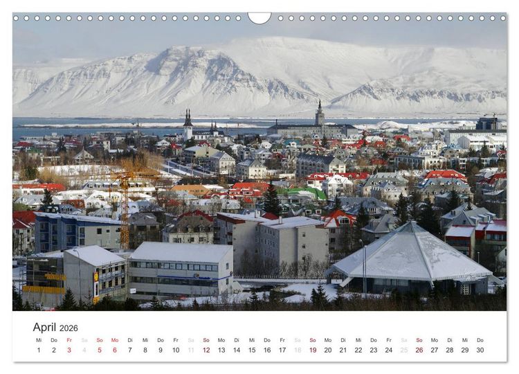 Produktbild: Reykjav&igrave;k 64&deg; 08' N (Wandkalender 2026 DIN A3 quer), CALVENDO Monatskalender