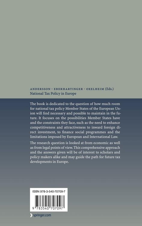 Produktbild: National Tax Policy in Europe