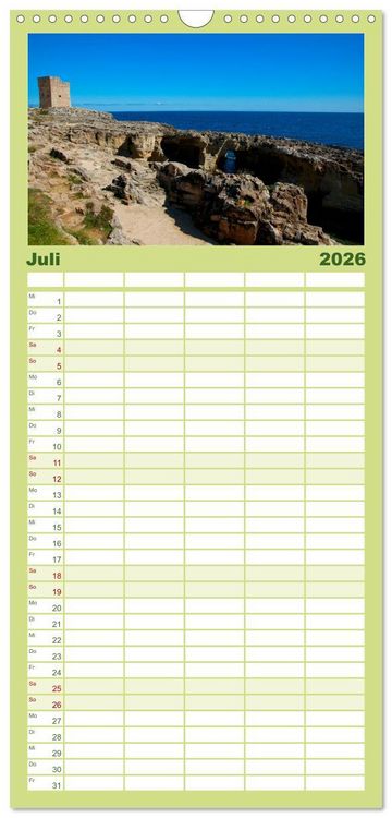 Produktbild: Familienplaner 2026 - Der K&uuml;ste entlang im Salento mit 5 Spalten (Wandkalender, 21 x 45 cm) CALVENDO