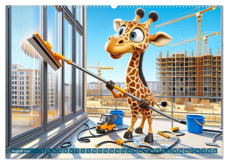 Produktbild: Tierische Helden am Bau: Ein Jahr voller Abenteuer (hochwertiger Premium Wandkalender 2026 DIN A2 quer), Kunstdruck in Hochglanz