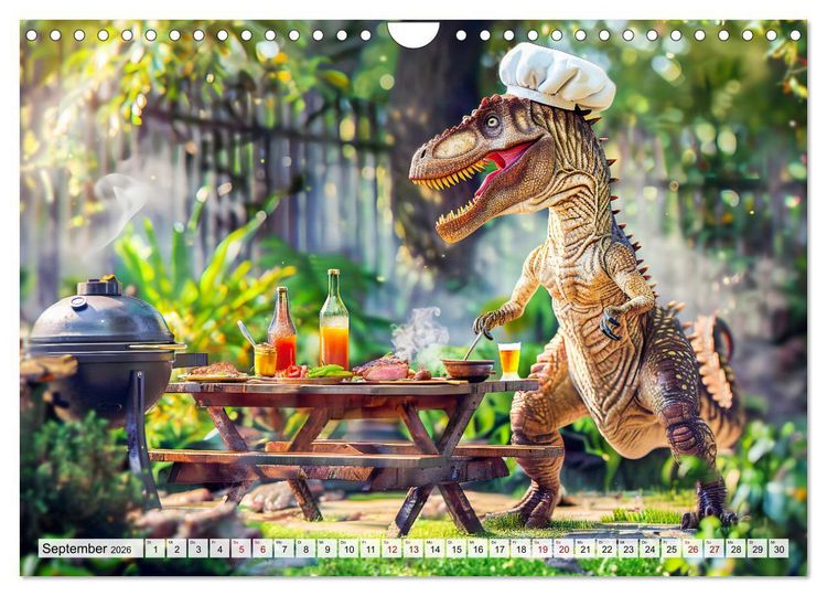 Produktbild: Dinosaurier-Alltag - Wenn sie nicht ausgestorben w&auml;ren! (Wandkalender 2026 DIN A4 quer), CALVENDO Monatskalender