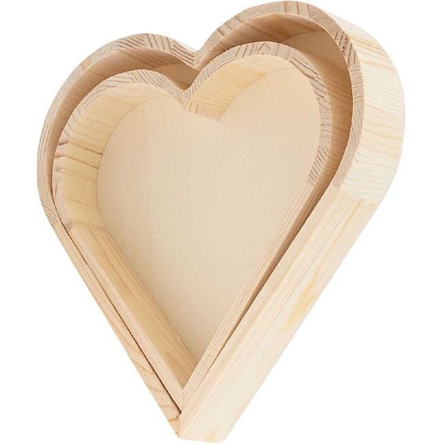 Produktbild: Holzdekotablett Herz 2-teilig, 100%