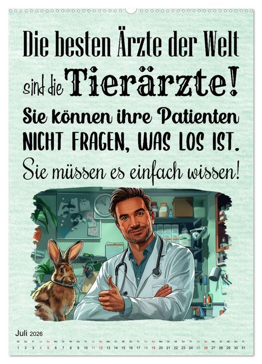Produktbild: Tierarztspr&uuml;che (hochwertiger Premium Wandkalender 2026 DIN A2 hoch), Kunstdruck in Hochglanz
