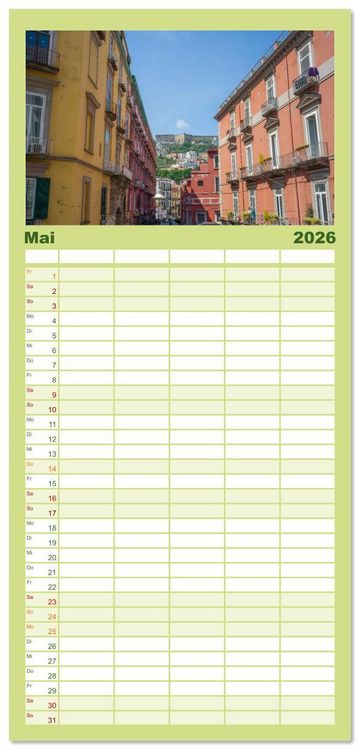 Produktbild: Familienplaner 2026 - Wundersch&ouml;nes Neapel - Bella Napoli mit 5 Spalten (Wandkalender, 21 x 45 cm) CALVENDO
