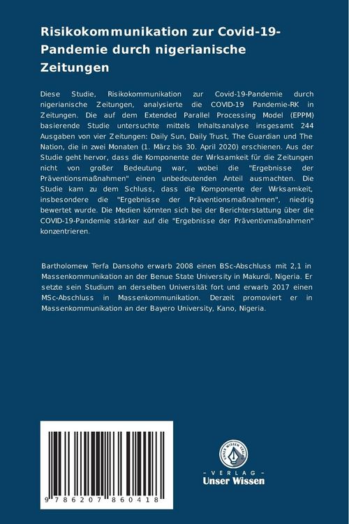 Produktbild: Risikokommunikation zur Covid-19-Pandemie durch nigerianische Zeitungen