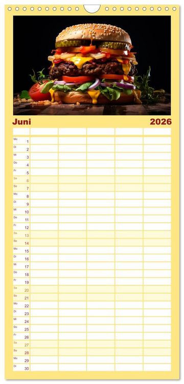Produktbild: Familienplaner 2026 - Fastfood &Auml;sthetik mit 5 Spalten (Wandkalender, 21 x 45 cm) CALVENDO