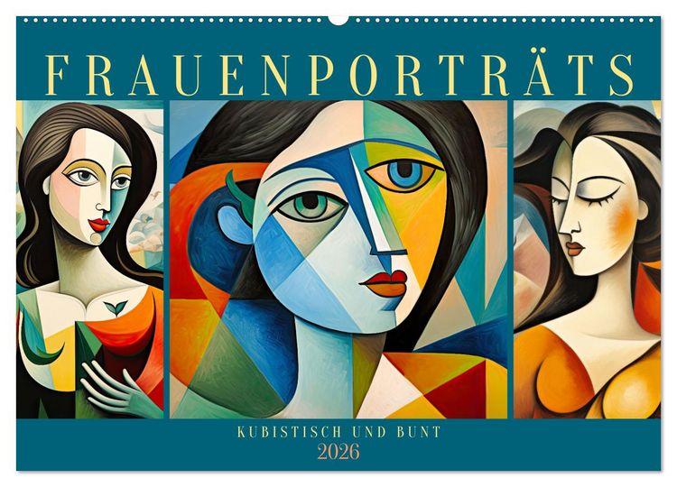 Produktbild: Frauenportr&auml;ts, kubistisch und bunt (Wandkalender 2026 DIN A2 quer), CALVENDO Monatskalender