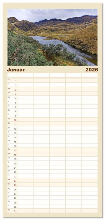 Produktbild: Familienplaner 2026 - Entdecke Ecuador mit 5 Spalten (Wandkalender, 21 x 45 cm) CALVENDO