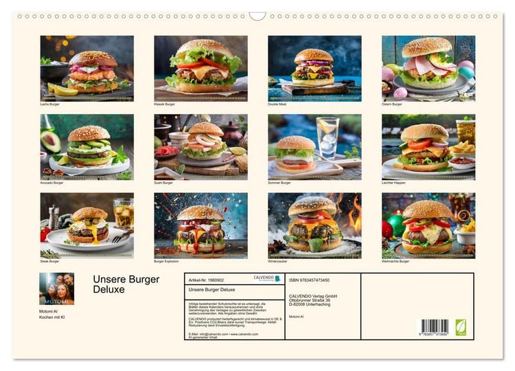 Produktbild: Unsere Burger Deluxe (Wandkalender 2026 DIN A2 quer), CALVENDO Monatskalender