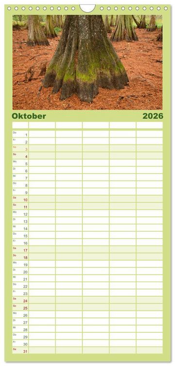 Produktbild: Familienplaner 2026 - Natur Paradies Mississippi Delta mit 5 Spalten (Wandkalender, 21 x 45 cm) CALVENDO