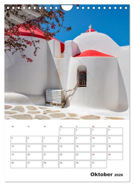 Produktbild: Stadt Mykonos - Reiseplaner (Wandkalender 2026 DIN A4 hoch), CALVENDO Monatskalender