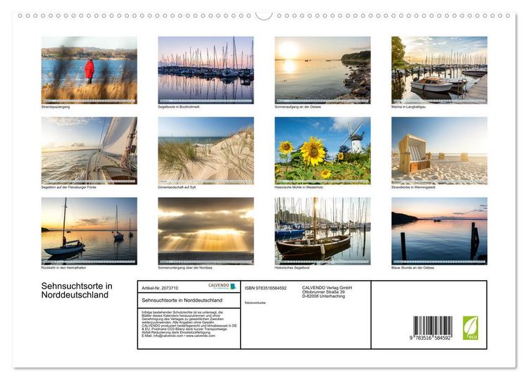 Produktbild: Sehnsuchtsorte in Norddeutschland (hochwertiger Premium Wandkalender 2026 DIN A2 quer), Kunstdruck in Hochglanz