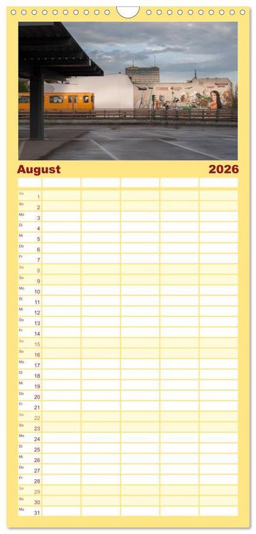 Produktbild: Familienplaner 2026 - Auf Gleisen durch Berlin mit 5 Spalten (Wandkalender, 21 x 45 cm) CALVENDO
