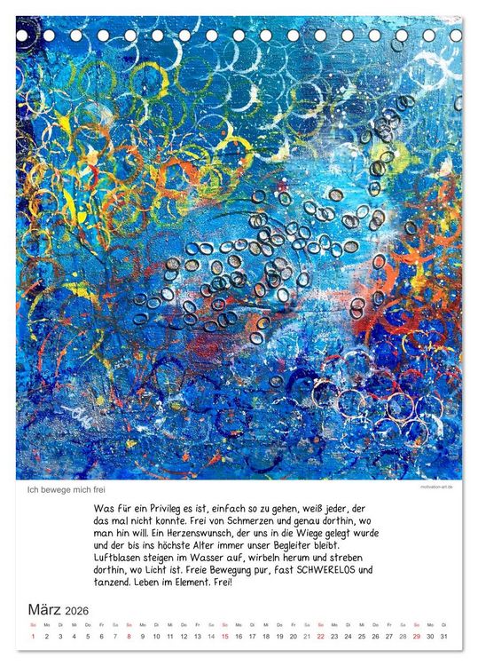Produktbild: Motivation-Art Herzensw&uuml;nsche (Tischkalender 2026 DIN A5 hoch), CALVENDO Monatskalender