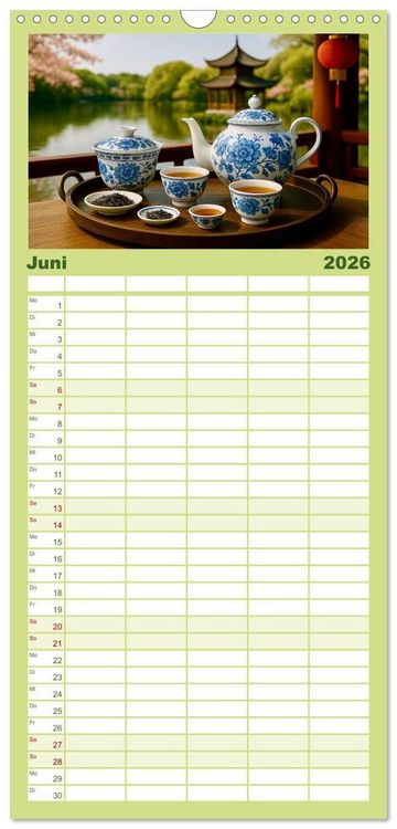 Produktbild: Familienplaner 2026 - Teezeremonien aus aller Welt mit 5 Spalten (Wandkalender, 21 x 45 cm) CALVENDO