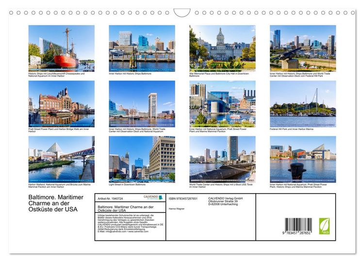 Produktbild: Baltimore. Maritimer Charme an der Ostk&uuml;ste der USA (Wandkalender 2026 DIN A3 quer), CALVENDO Monatskalender