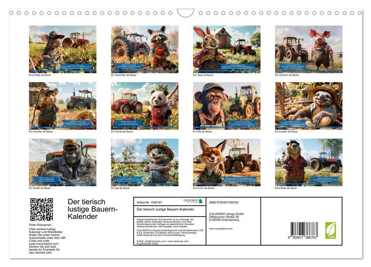 Produktbild: Der tierisch lustige Bauern-Kalender (Wandkalender 2026 DIN A3 quer), CALVENDO Monatskalender
