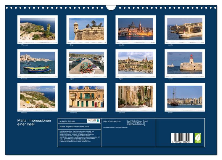Produktbild: Malta. Impressionen einer Insel (Wandkalender 2026 DIN A3 quer), CALVENDO Monatskalender