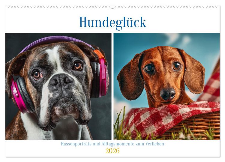 Produktbild: Hundegl&uuml;ck (Wandkalender 2026 DIN A2 quer), CALVENDO Monatskalender