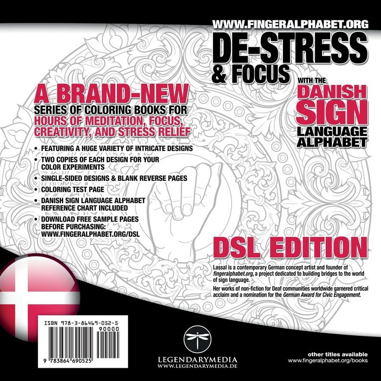 Produktbild: 29x2 Intricate Coloring Pages with the Danish Sign Language Alphabet