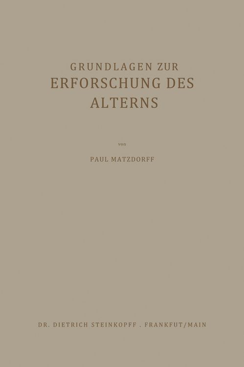 Produktbild: Grundlagen zur Erforschung des Alterns