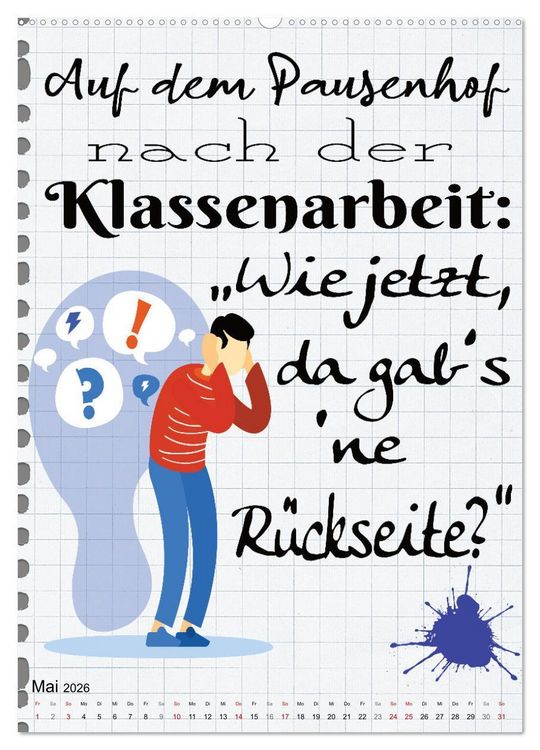 Produktbild: Sch&uuml;ler-Spr&uuml;che (Wandkalender 2026 DIN A2 hoch), CALVENDO Monatskalender