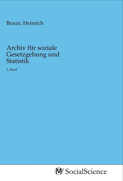 Produktbild: Archiv f&uuml;r soziale Gesetzgebung und Statistik