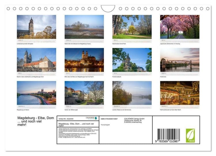 Produktbild: Magdeburg - Elbe, Dom... und noch viel mehr! (Wandkalender 2027 DIN A4 quer), CALVENDO Monatskalender