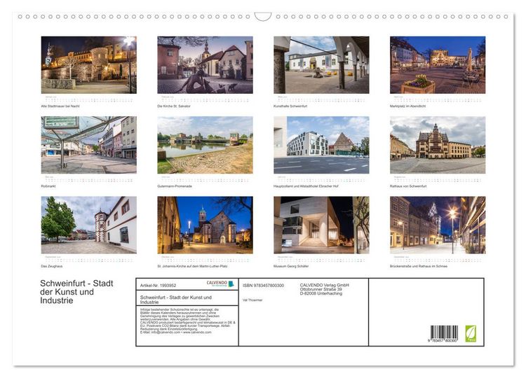 Produktbild: Schweinfurt - Stadt der Kunst und Industrie (Wandkalender 2026 DIN A2 quer), CALVENDO Monatskalender