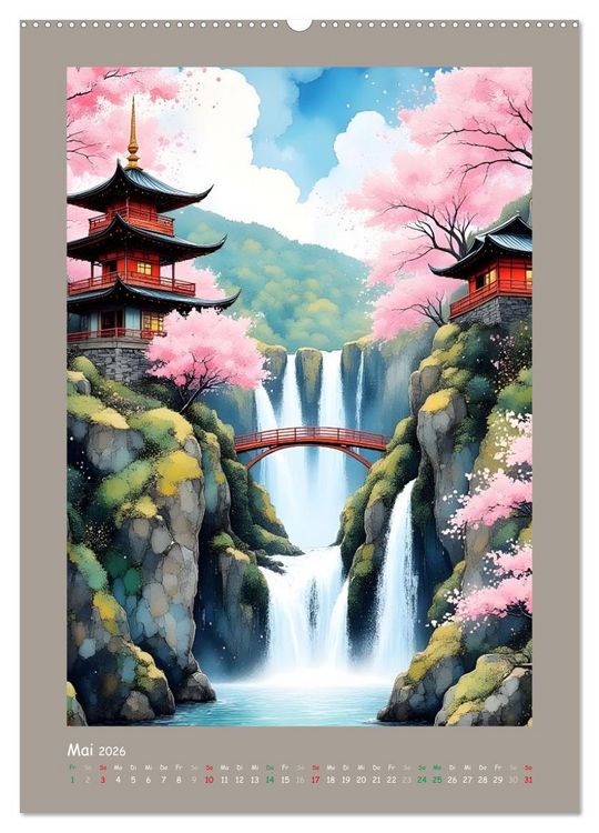 Produktbild: Berge, Pagoden, Tempel (Wandkalender 2026 DIN A2 hoch), CALVENDO Monatskalender