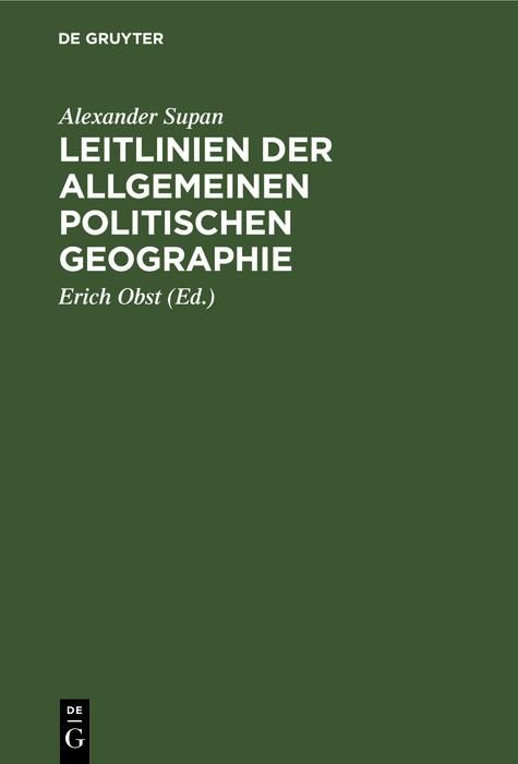 Produktbild: Leitlinien der allgemeinen politischen Geographie