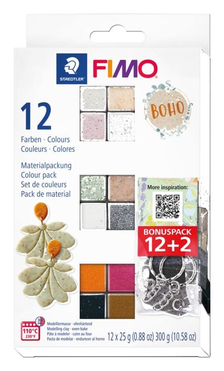 Produktbild: STAEDTLER Modelliermasse Set Fimo effect boho, 12er Set, ofenh&auml;rtend