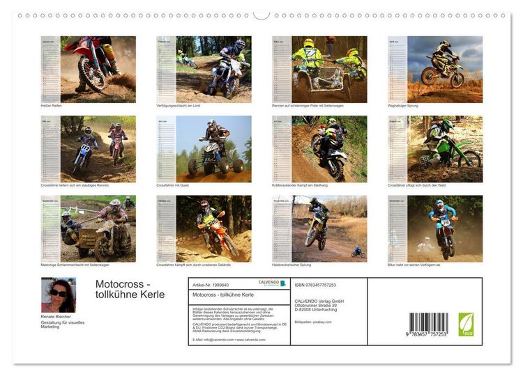 Produktbild: Motocross - tollk&uuml;hne Kerle (hochwertiger Premium Wandkalender 2026 DIN A2 quer), Kunstdruck in Hochglanz