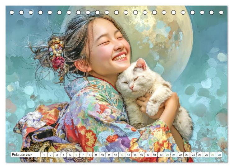 Produktbild: Japanisch inspirierte Werke - Mit Japans traditionellen Tieren (Tischkalender 2027 DIN A5 quer), CALVENDO Monatskalender