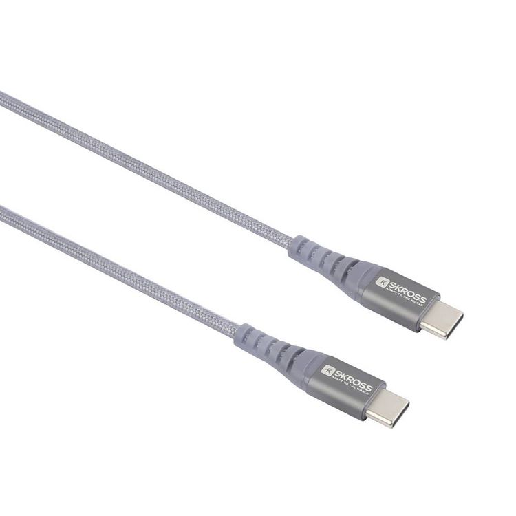 Produktbild: Skross USB-Kabel USB 2.0 USB-C&reg; Stecker, USB-C&reg; Stecker 1.20 m Spacegrau Rund, Flexibel, Stoff-Ummantelung SKCA0017C-C120CN