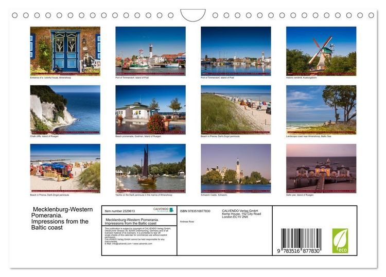 Produktbild: Mecklenburg-Western Pomerania. Impressions from the Baltic coast (Wall Calendar 2027 DIN A4 landscape), CALVENDO 12 Month Wall Calendar