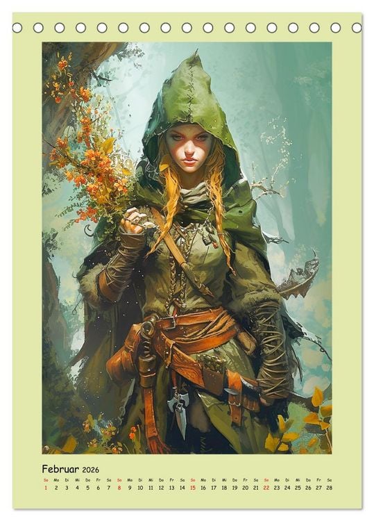 Produktbild: Druidenland. Keltische Fantasy-Figuren aus der Anderwelt (Tischkalender 2026 DIN A5 hoch), CALVENDO Monatskalender