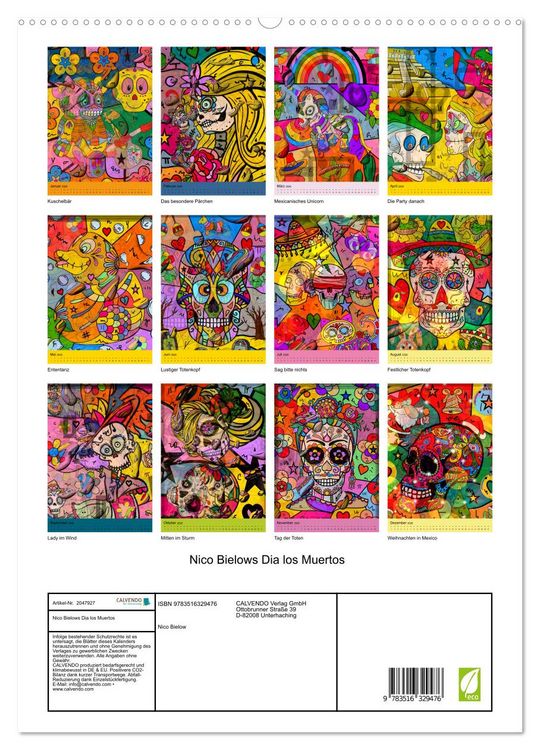 Produktbild: Nico Bielows Dia los Muertos (hochwertiger Premium Wandkalender 2026 DIN A2 hoch), Kunstdruck in Hochglanz