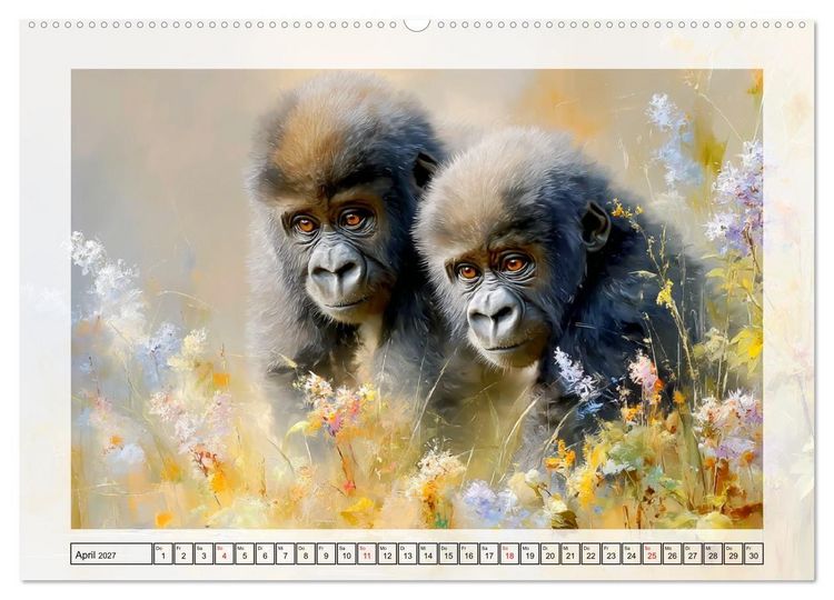 Produktbild: Gorillas. Wilde Kinderstube im Dschungel (hochwertiger Premium Wandkalender 2027 DIN A2 quer), Kunstdruck in Hochglanz