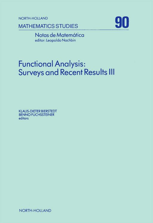 Produktbild: Functional Analysis: Surveys and Recent Results III