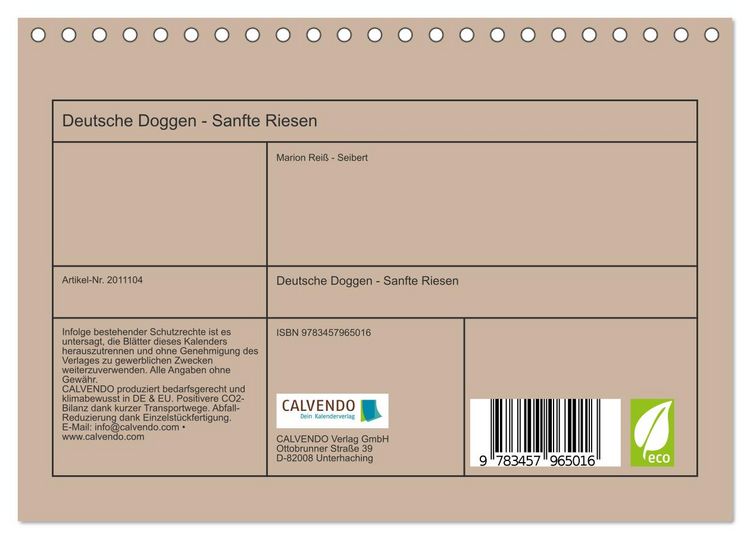 Produktbild: Deutsche Doggen - Sanfte Riesen (Tischkalender 2026 DIN A5 quer), CALVENDO Monatskalender