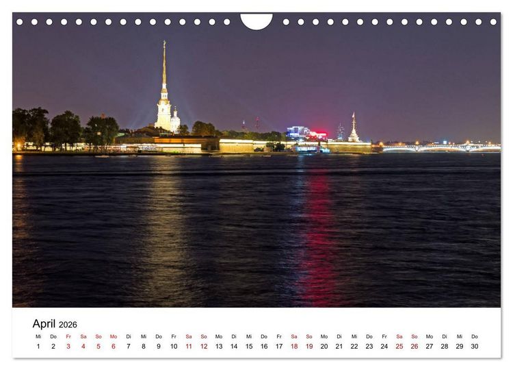 Produktbild: St. Petersburg bei Nacht (Wandkalender 2026 DIN A4 quer), CALVENDO Monatskalender