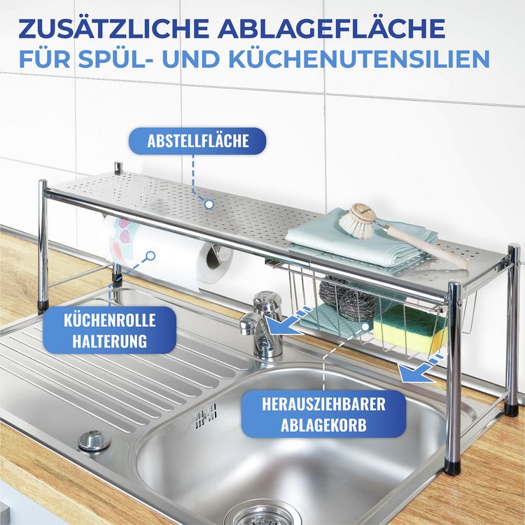 Produktbild: Sp&uuml;lbeckenregal Mod. Expando, mit herausziehbarem Ablagekorb