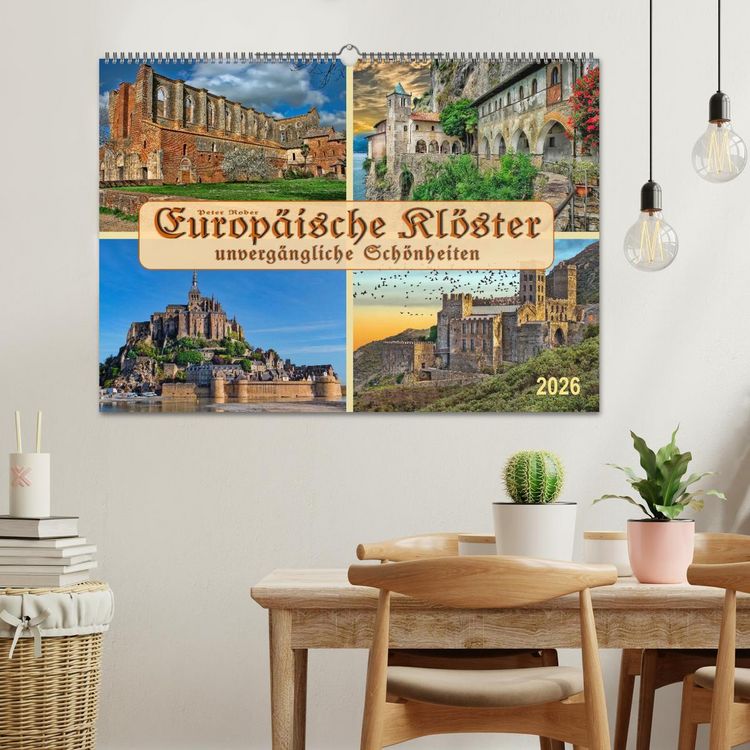 Produktbild: Europ&auml;ische Kl&ouml;ster - unverg&auml;ngliche Sch&ouml;nheiten (Wandkalender 2026 DIN A2 quer), CALVENDO Monatskalender