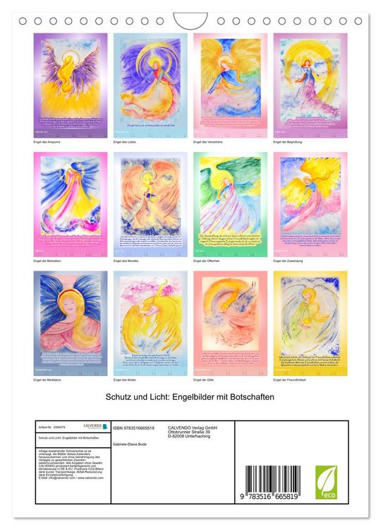 Produktbild: Schutz und Licht: Engelbilder mit Botschaften (Wandkalender 2026 DIN A4 hoch), CALVENDO Monatskalender