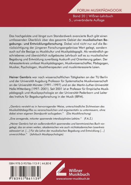 Produktbild: Grundlagen musikalischer Begabung und Entwicklung