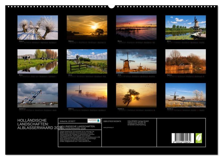 Produktbild: HOLL&Auml;NDISCHE LANDSCHAFTEN: ALBLASSERWAARD 2026 (hochwertiger Premium Wandkalender 2026 DIN A2 quer), Kunstdruck in Hochglanz
